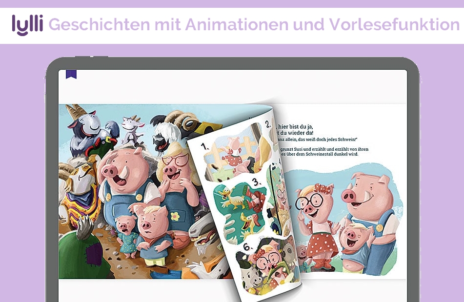Kinderbuch-App Lylli: Beispiel für die Umblättern-Animation