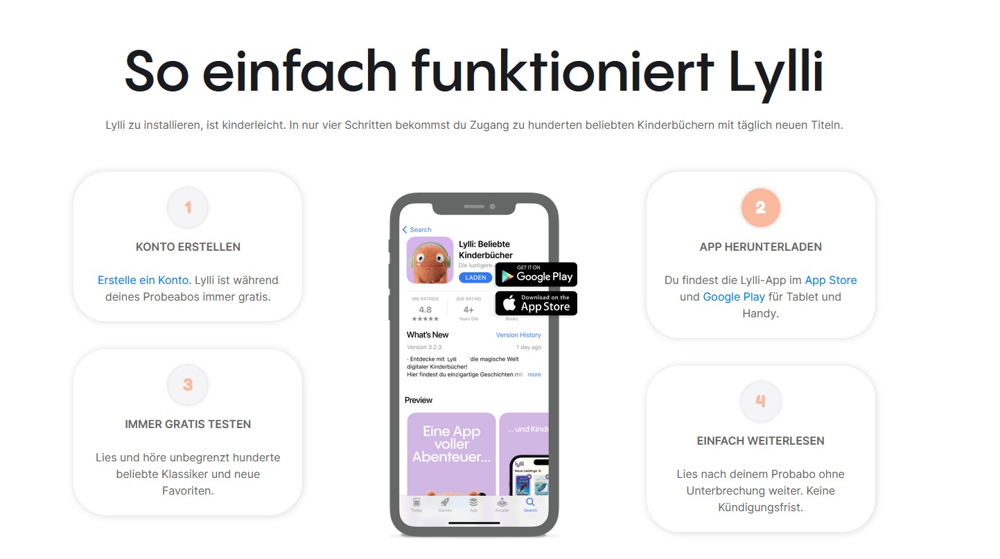 Kinderbuch-App Lylli: Funktionserklärung mit Smartphone in 4 Schritten