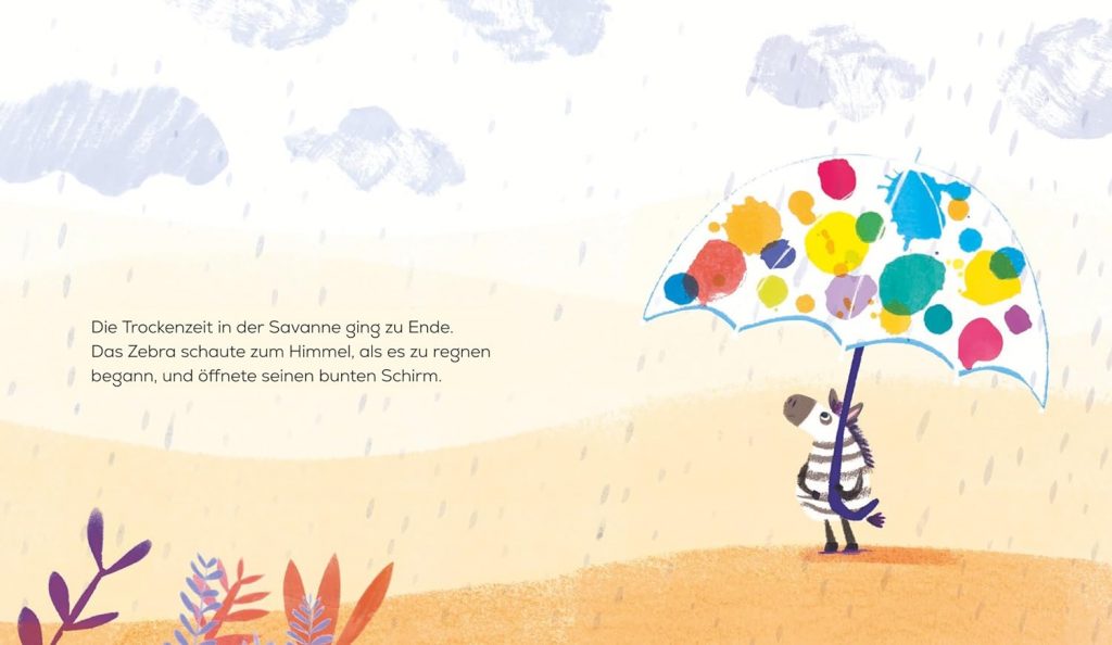 Das Zebra mit dem Regenschirm - In der Savanne regnet es