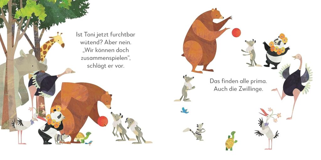 Toni & Lou. Der erste Tag in der Waldschule - Tiere spielen zusammen mit einem Ball