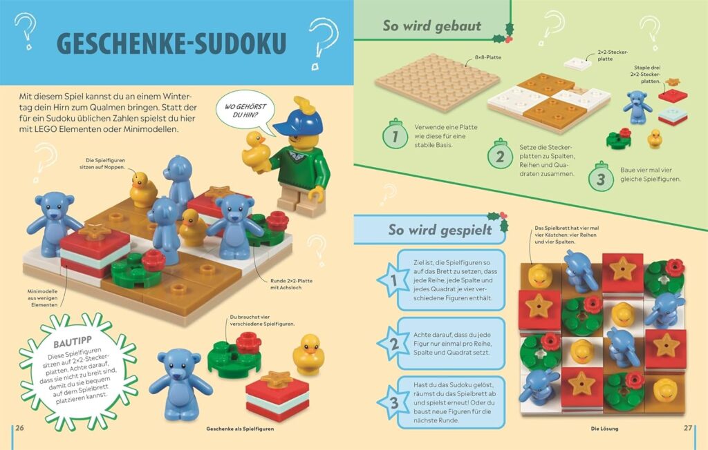 LEGO® Weihnachten Das Spielbuch - Geschenke-Sudoku: Dargestellt ist die Anleitung für das Spiel in Text und Foto.