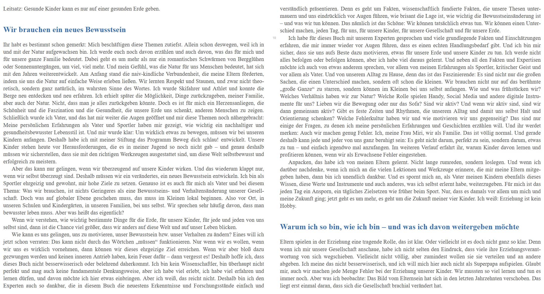 Gesunde Erde. Gesunde Kinder. - Bewusstsein: Auf dem Bild zu sehen, ist der Text zu einem Kapitel.