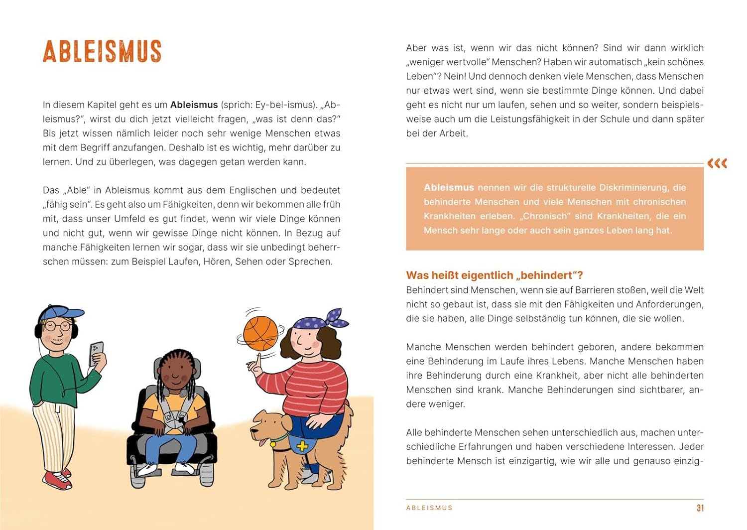 Diskriminierung geht uns alle an - Ableismus: Zu sehen auf dem Bild sind 3 Kinder und ein Hund, die miteinander Ball spielen.