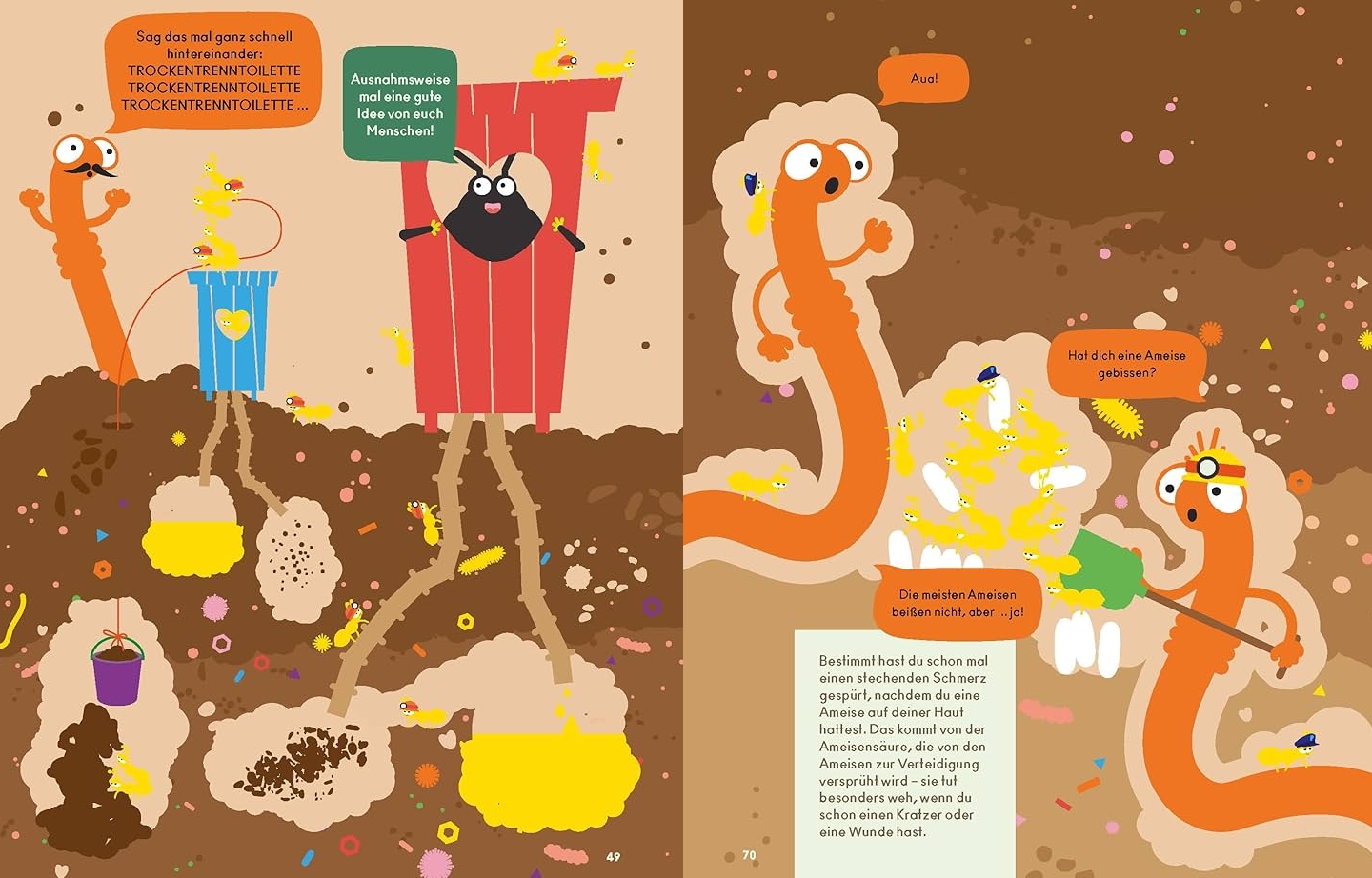 Wo die wilden Würmer wohnen - Leben unter der Erde: Dargestellt sind Regenwürmer, die sich durch die Erde graben.