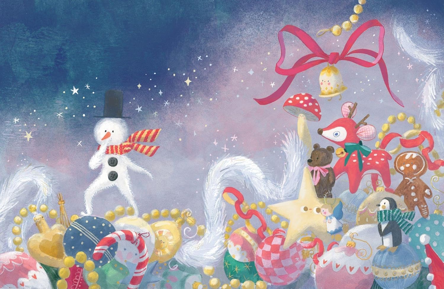 Das kleine Weihnachtssternchen - Baumschmuck: Abgebildet ist verschiedenster Weihnachtsschmuck in einem Karton.