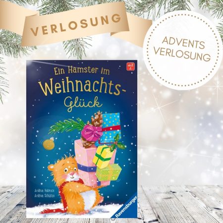 Ein Hamster im Weihnachtsglück - Adventsverlosung: Abgebildet ist das Buch sowie der Text zur Adventsverlosungsaktion.