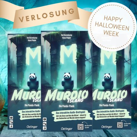 Murdio Island - Die Panda Panik -Happy Halloween Week Verlosung: Abgebildet sind Spieleboxen des Audio Games Murdio Island.